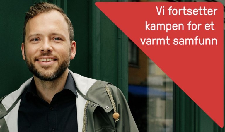 Audun Lysbakken på SVs valgplakat.