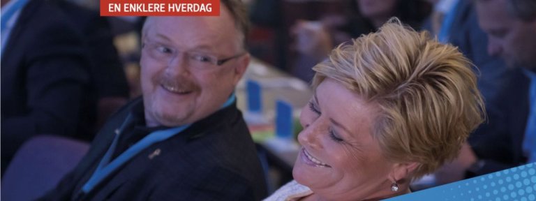 Par Sandberg og Siv Jensen på Frps valgplakat.